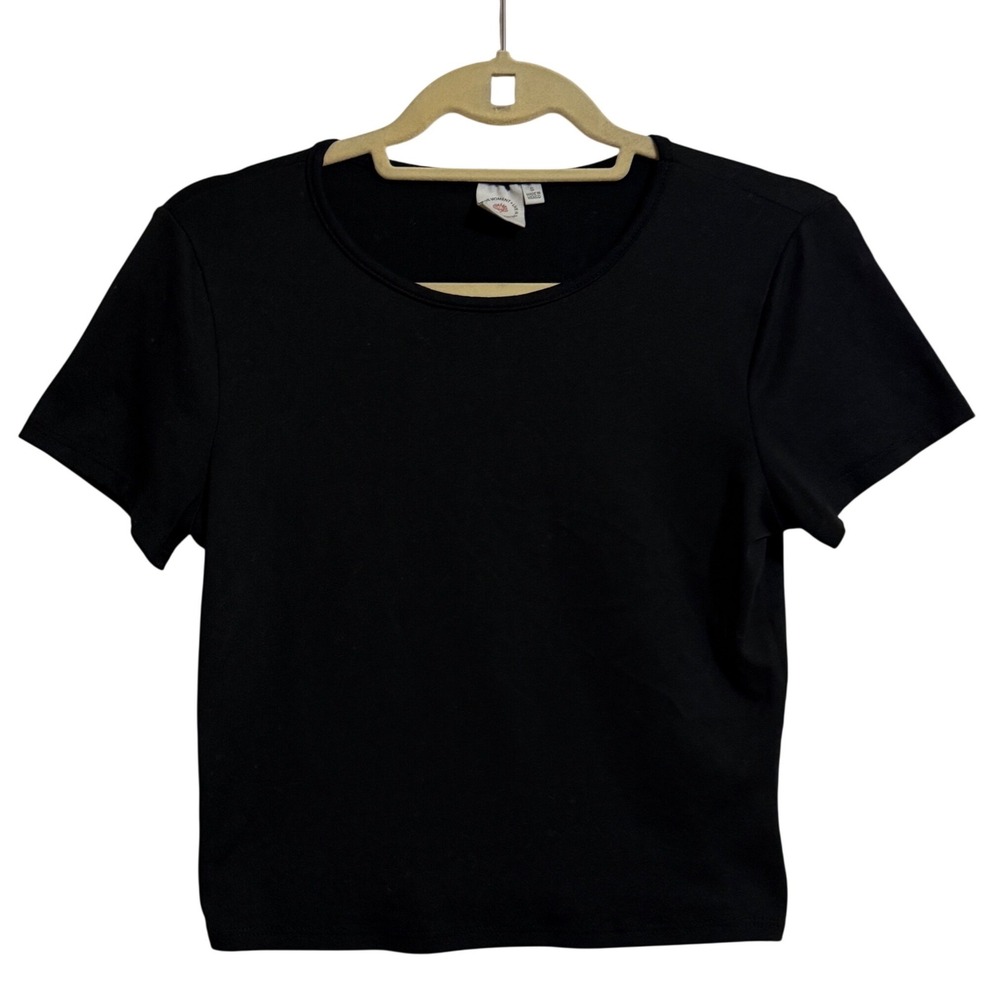 Live In The Moment Black Basic Crew Neck Short Sleeve Crop Women's Size S‎